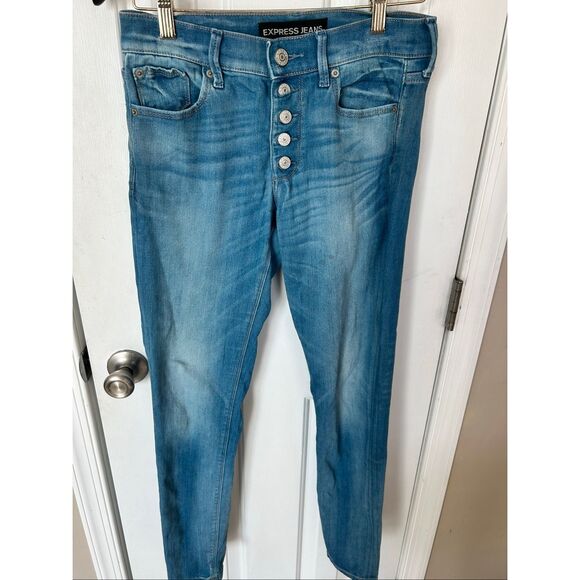 Express jeans blue leggings size 0R stretchy comfy - Picture 1 of 6